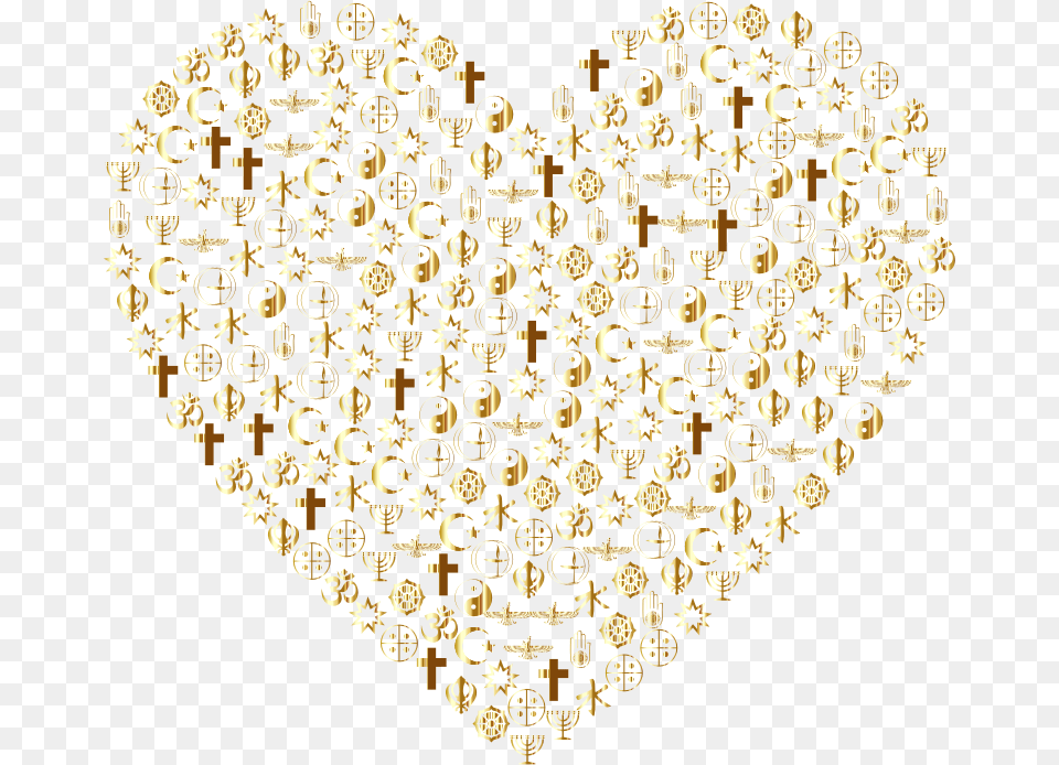 Religious Heart Filled Gold No Bg Motif, Treasure, Accessories, Jewelry, Necklace Png