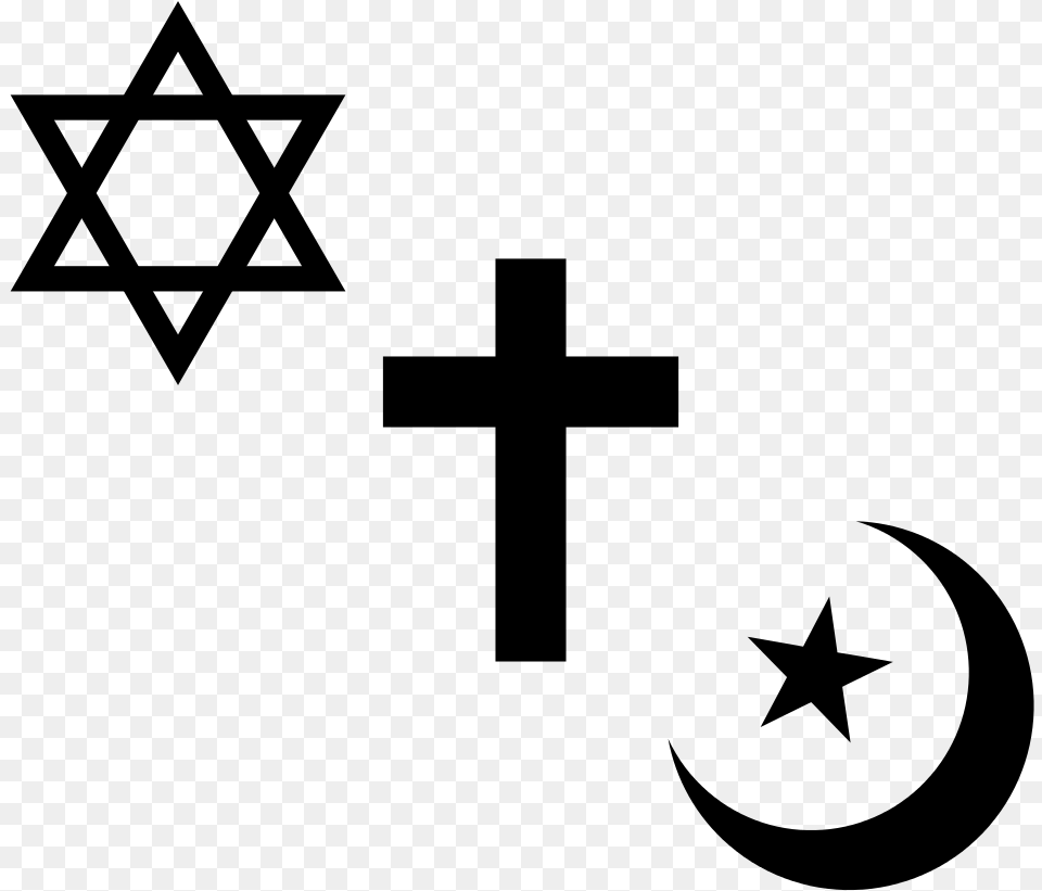 Religious Symbols Of Judaism Christianity And Islam Religious Symbols, Gray Png