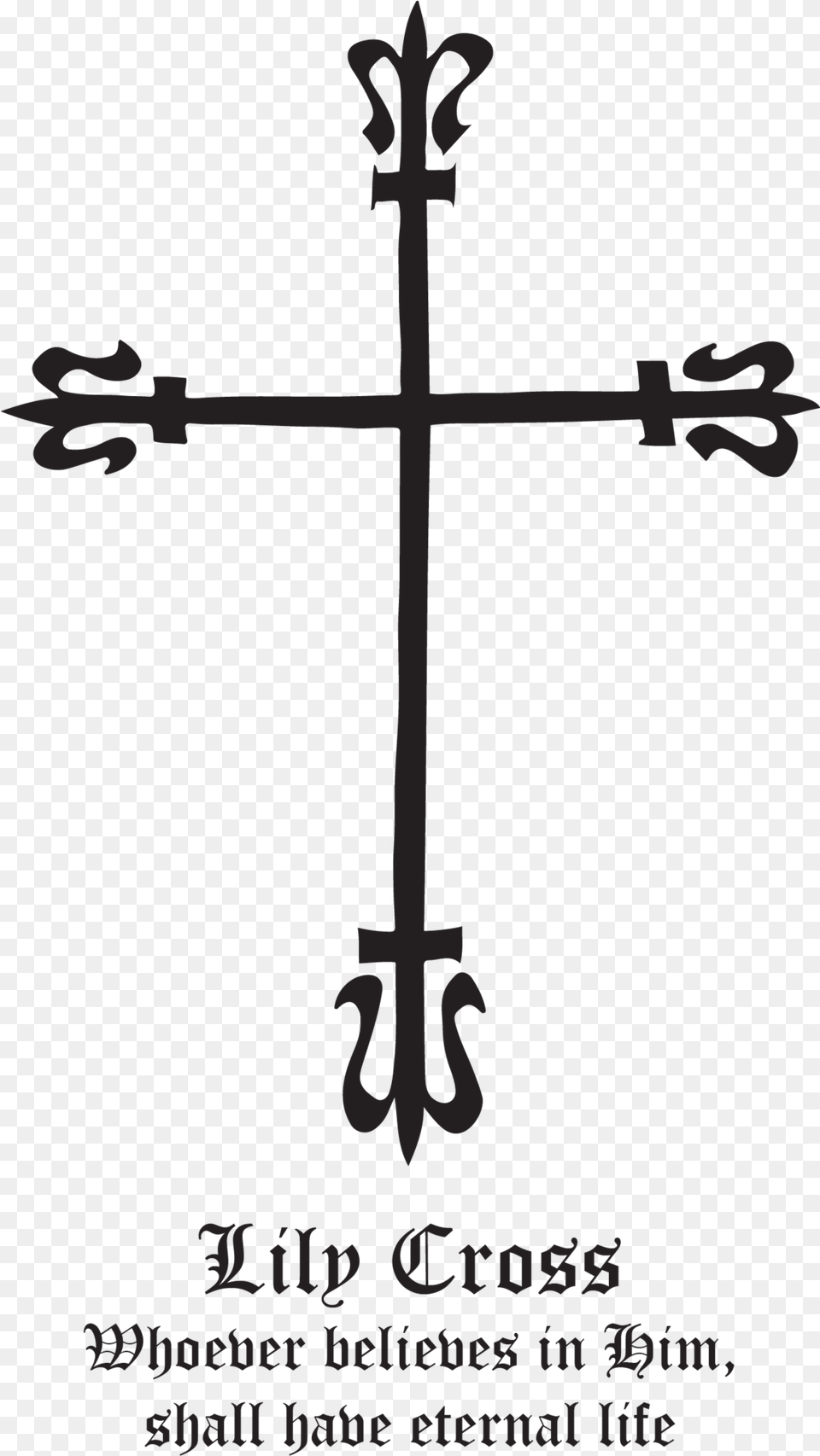 Religious Vector Neck Tattoo Lily Crucifix Symbol, Cross Png Image