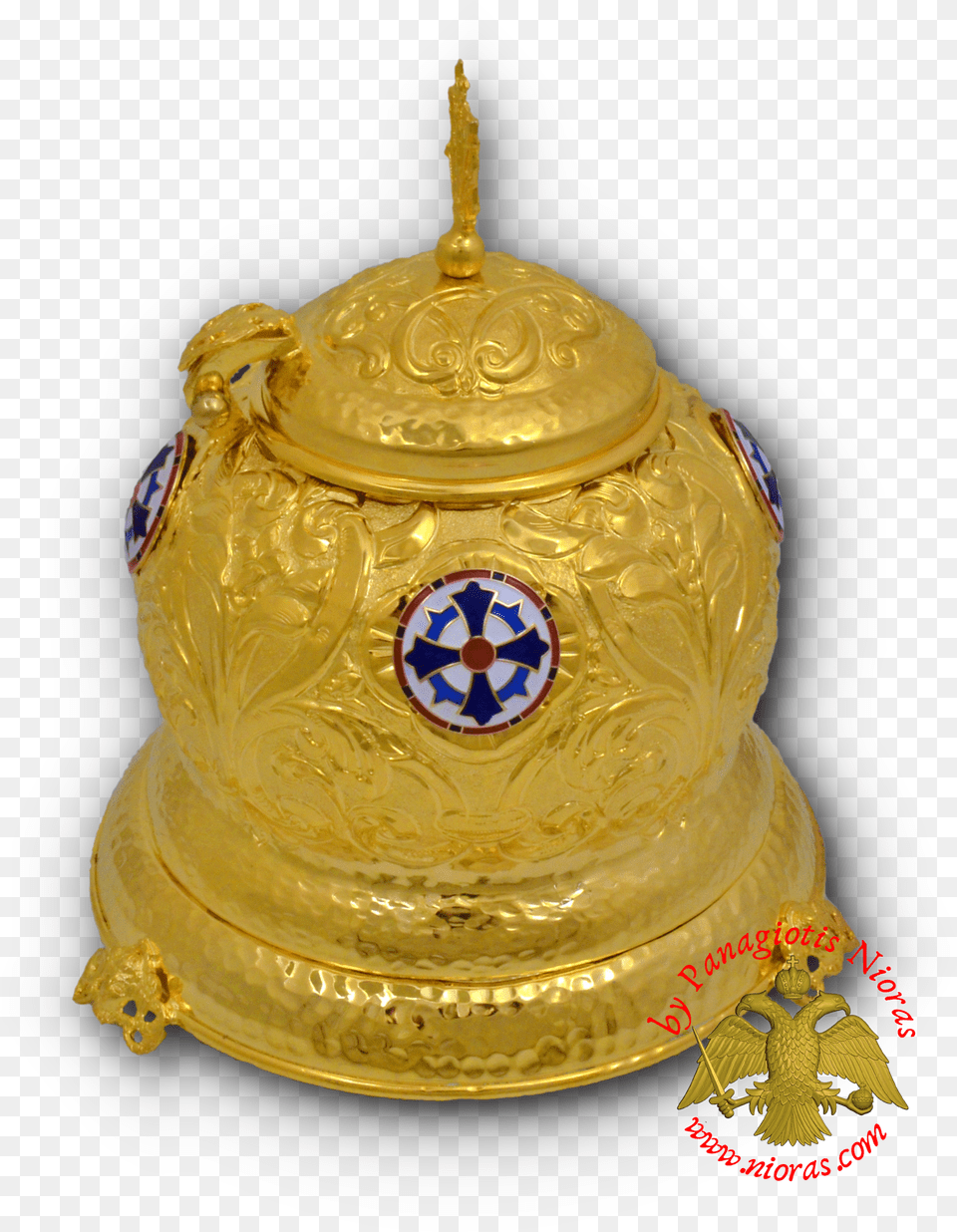 Reliquary Crown Box Gold Plated With Enamel Icon Saint Antique Png