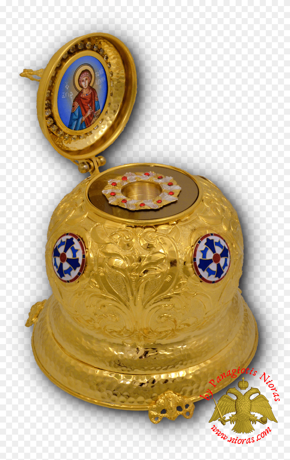 Reliquary Crown Box Gold Plated With Enamel Icon Saint Byzantine Free Transparent Png