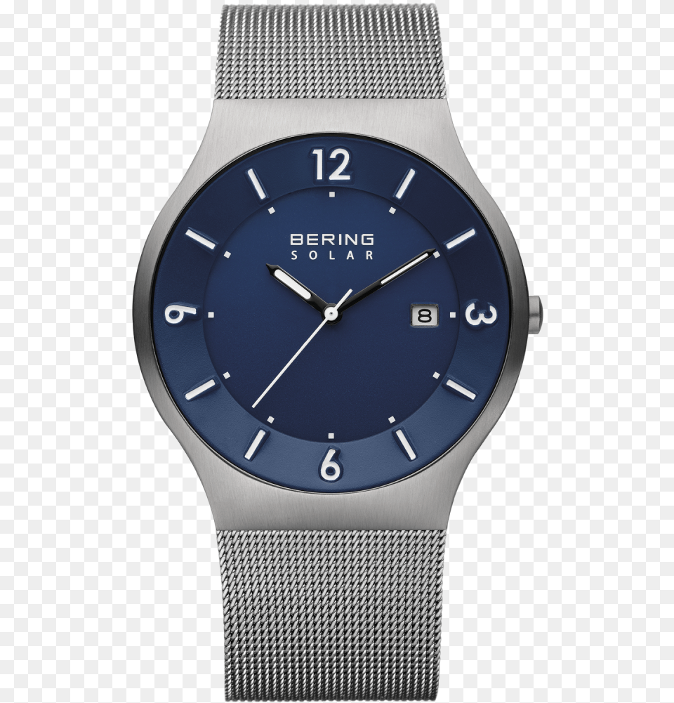 Reloj Moderno Solar Para Hombre Plateado Esfera Azul, Arm, Body Part, Person, Wristwatch Free Png Download