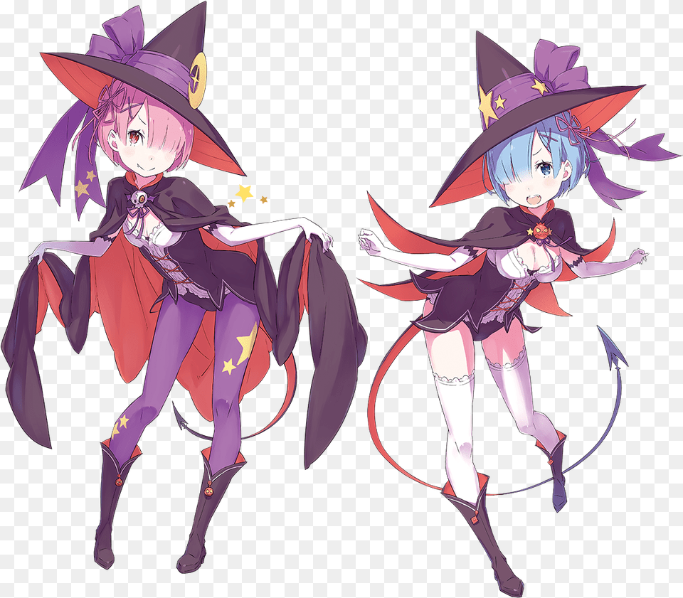 Rem And Ram Become Spooky Cute Witches Halloween Ram Re Zero, Publication, Book, Comics, Baby Png Image