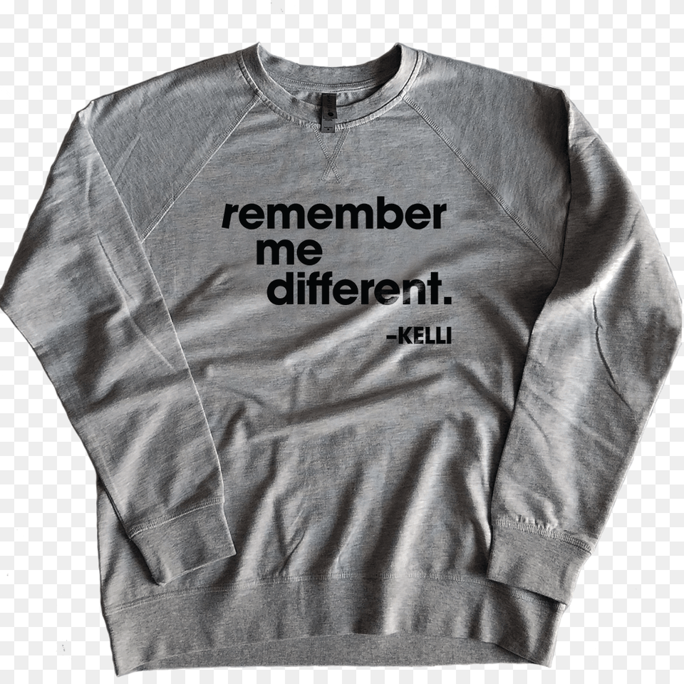 Remember Me French Terry Crew Long Sleeved T Shirt, Clothing, Knitwear, Long Sleeve, Sleeve Png