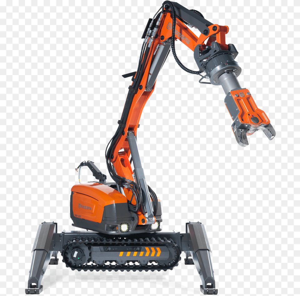 Remote Demolition Robot Husqvarna Dxr 140 Equipped Robot Jackhammer, Machine, Wheel, Device, Grass Png Image