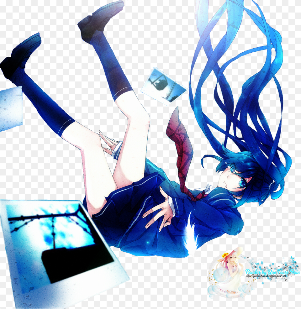 Render Anime Girl Falling By Yue Tr By Yuetearsrain Anime Girl Falling Render, Book, Publication, Comics, Computer Free Png