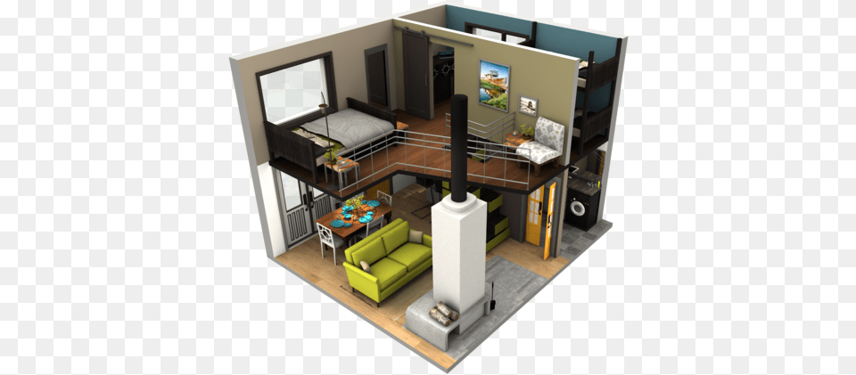 Renders Of A Design I Dreamt Up Yesterday The Tiny Tiny House Plans With Loft, Architecture, Room, Living Room, Indoors Png