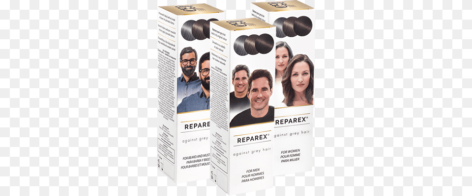 Reparex Against Grey Hair Gray Hair Treatment Formula For Women Natural Hair, Advertisement, Poster, Adult, Person Png