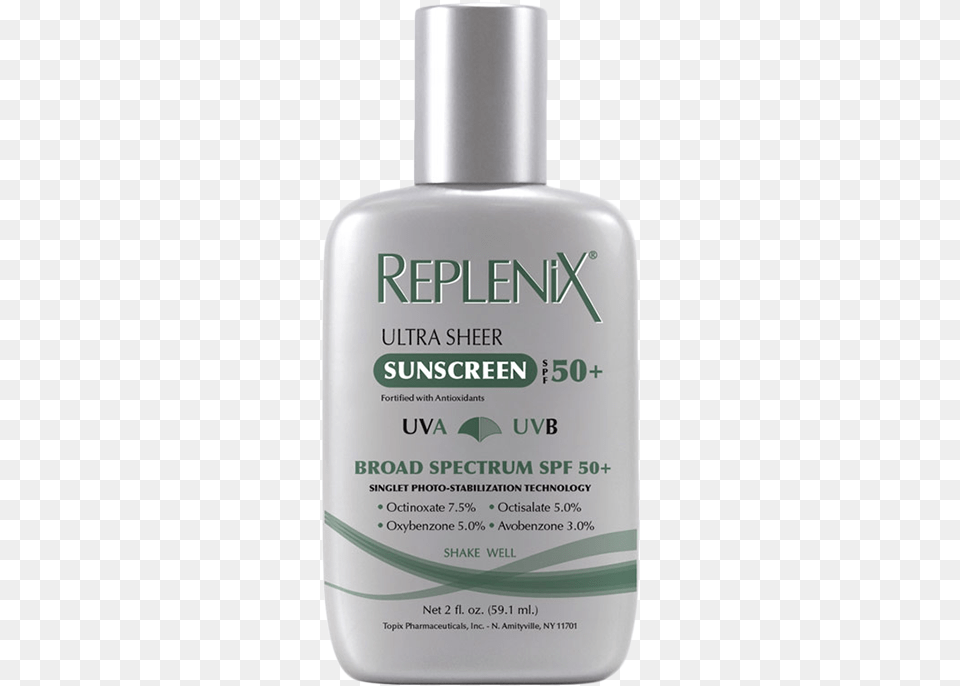 Replenix Ultra Sheer Sunscreen Spf 50 Plus, Bottle, Lotion, Cosmetics, Perfume Png