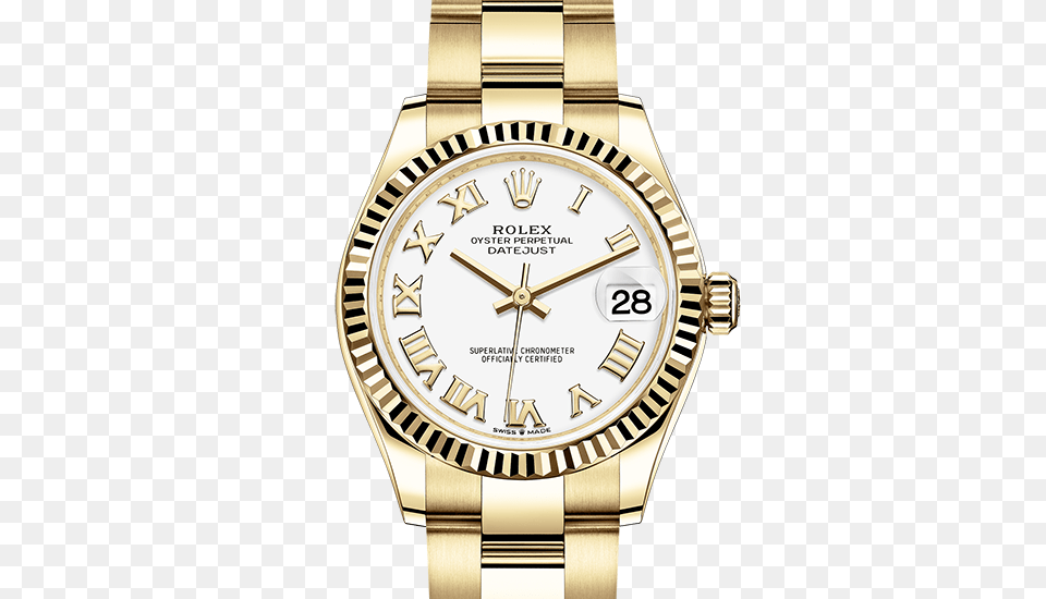 Replica Rolex Datejust Yellow Gold White Dial Watch, Arm, Body Part, Person, Wristwatch Png Image