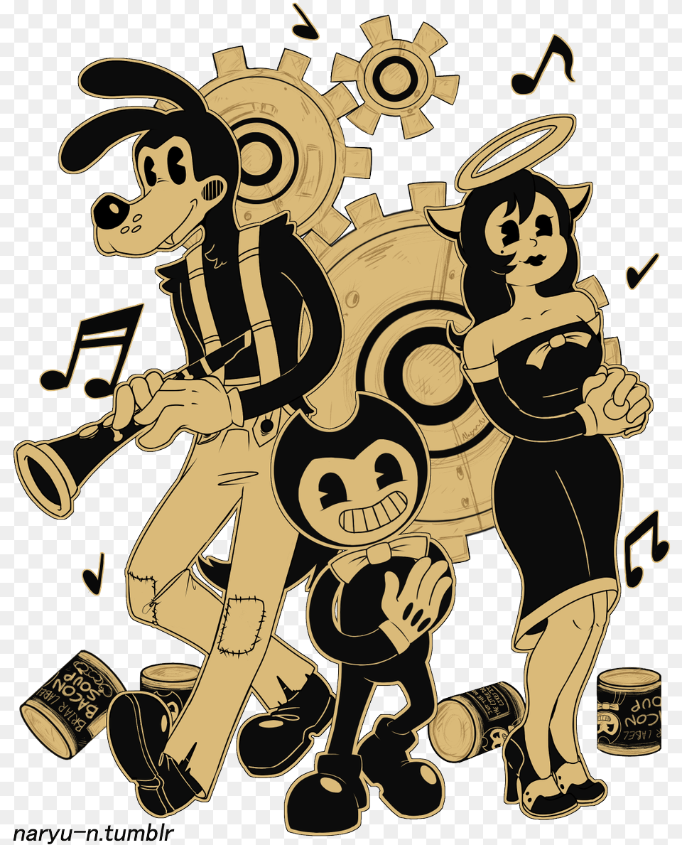 Replies 7 Retweets 14 Likes Bendy And The Ink Machine Gears, Person, Baby, Tape, Face Png Image