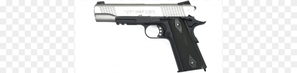 Replique Colt M1911 Rail Gun Dual Tone Stainless Co2 Pistol, Firearm, Handgun, Weapon Free Transparent Png