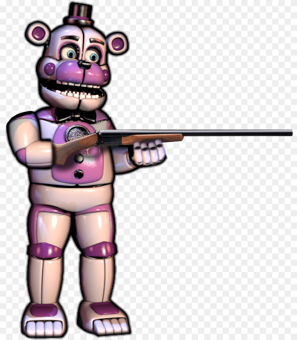 Reply 0 Retweets 16 Likes Fnaf Sister Location Ft Freddy Funtime Freddy No Bonbon, Robot, Baby, Person, Gun Png Image