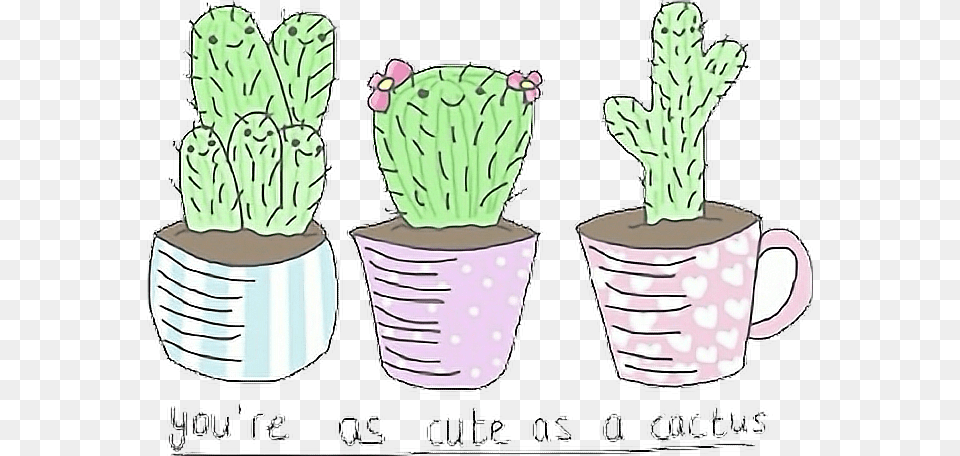 Report Abuse Cactus Drawing, Plant, Potted Plant, Pottery, Cup Free Png Download