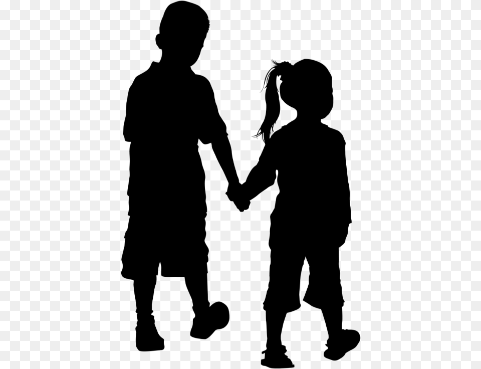 Report Abuse Children Silhouette Holding Hands, Gray Free Transparent Png