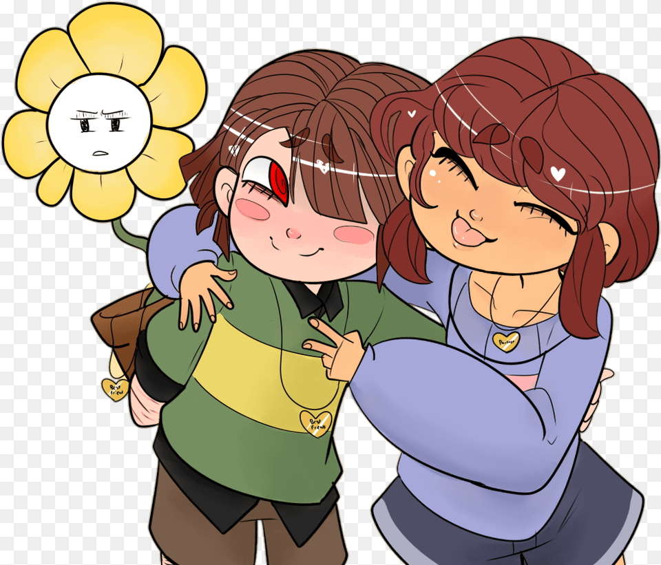 Report Abuse Cute Chara And Frisk, Book, Comics, Publication, Baby Free Transparent Png