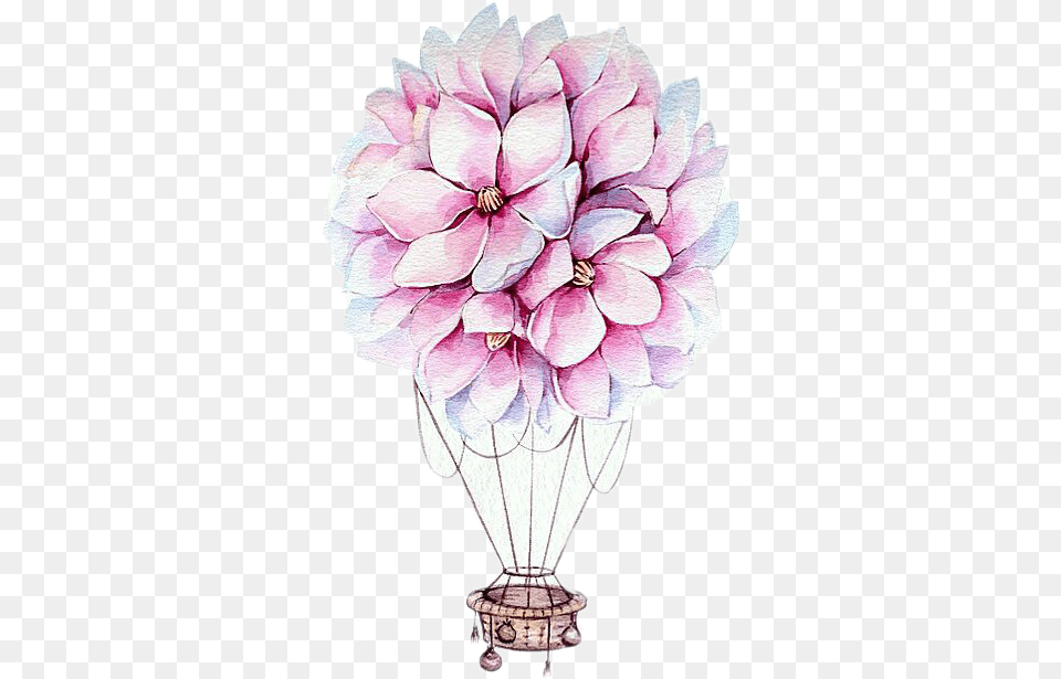Report Abuse Hot Air Balloon Watercolor, Dahlia, Flower, Plant, Aircraft Free Transparent Png