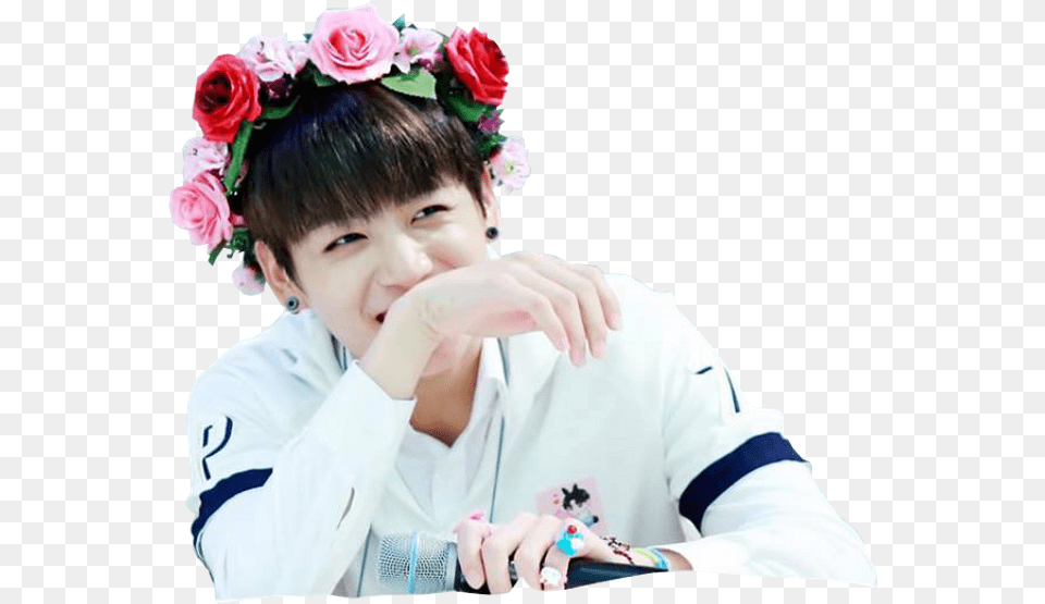 Report Abuse Jungkook Bts Sticker, Rose, Plant, Person, Hand Free Png