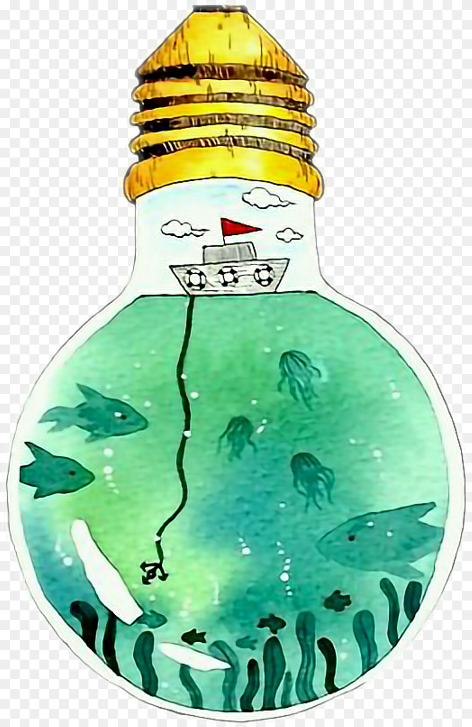 Report Abuse Light Bulb Watercolor Painting, Lightbulb, Animal, Fish, Sea Life Png