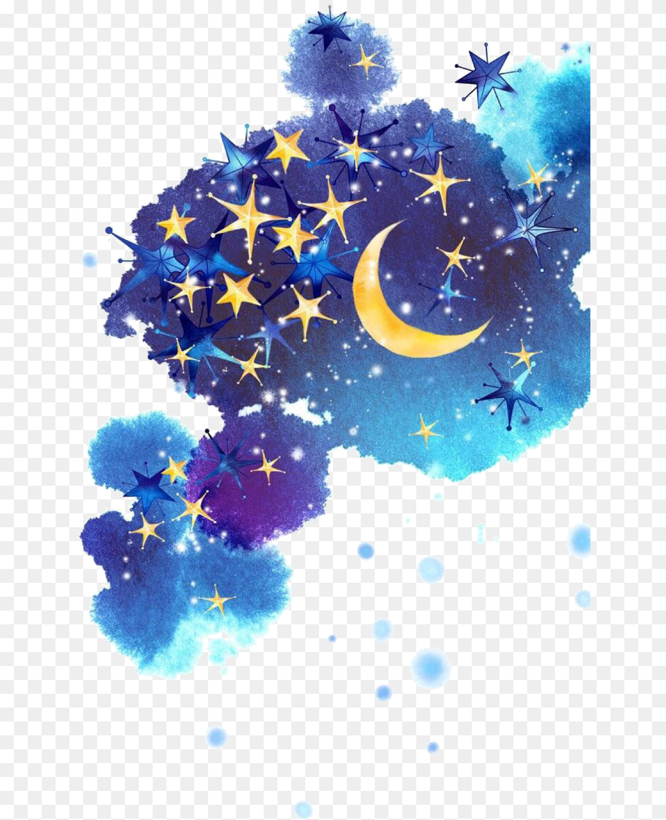 Report Abuse Moon And Star Watercolor, Nature, Night, Outdoors, Astronomy Free Transparent Png