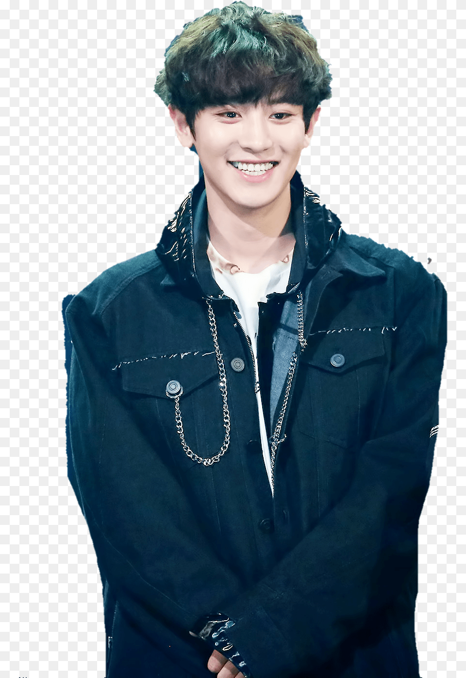 Report Abuse Park Chanyeol Smile, Jacket, Person, Head, Happy Free Png Download