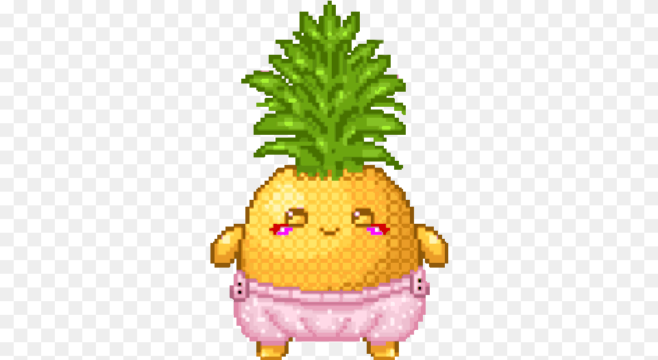 Report Abuse Pineapple Cute And Kawaii 347x525 Pixel Art Ananas Cool, Food, Fruit, Plant, Produce Free Png Download