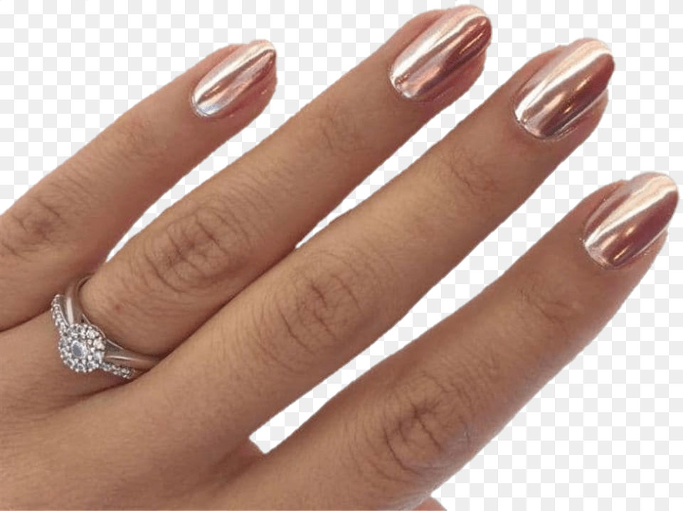 Report Abuse Rose Gold Chrome Short Gel Nails, Body Part, Finger, Hand, Nail Free Png