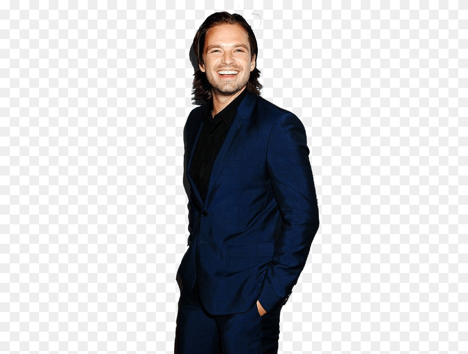 Report Abuse Sebastian Stan With Long Hair, Suit, Smile, Person, Head Png