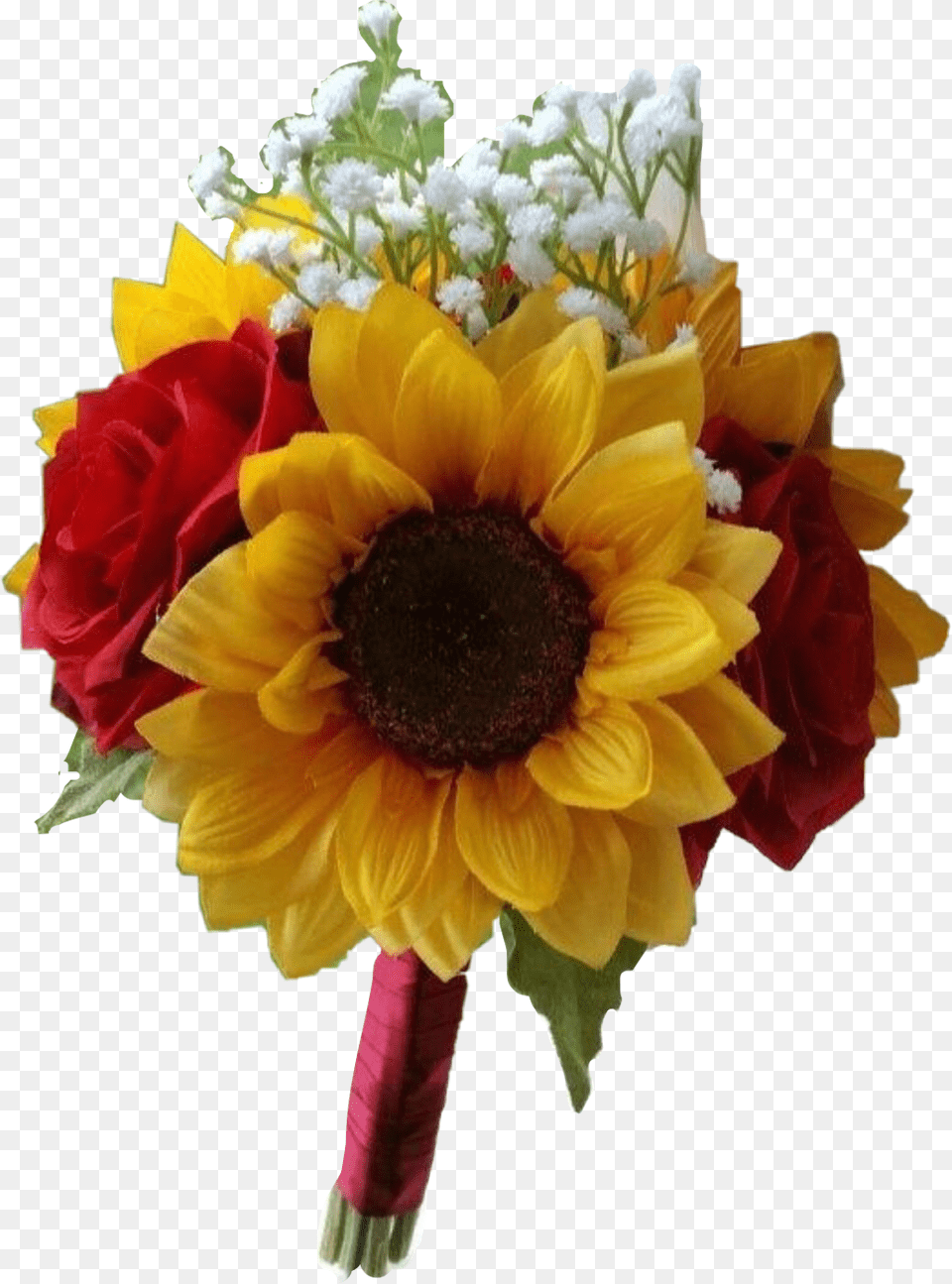 Report Abuse Sunflower And Red Roses Bouquet, Flower, Flower Arrangement, Flower Bouquet, Plant Png