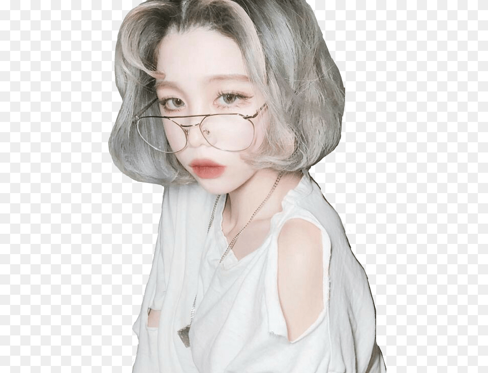 Report Abuse Ulzzang Girl White Hair, Head, Portrait, Blonde, Face Free Transparent Png