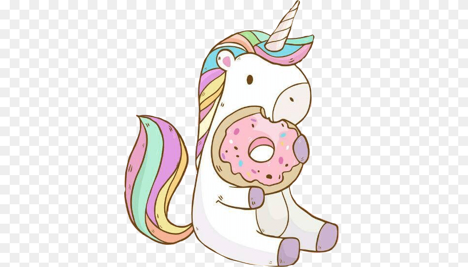 Report Abuse Unicornio Con Una Dona, Food, Sweets, Text Free Png Download