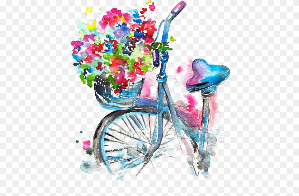 Report Abuse Water Colour Ladies Cycle With Girl, Art, Graphics, Flower, Flower Arrangement Free Transparent Png