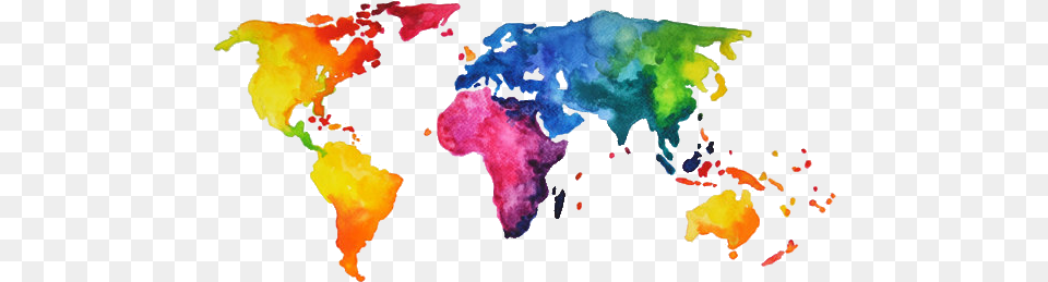 Report Abuse Watercolor Colorful World Map, Chart, Plot, Atlas, Diagram Png Image