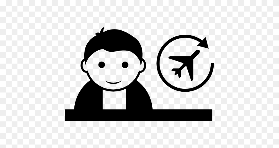 Reporter People Airplane Airport Circular Arrow Man Icon, Gray Png