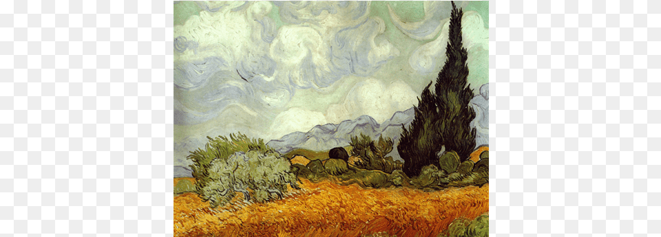 Reprodukcje Obrazw Vincent Van Gogh Wheat Field With Vincent Van Gogh, Art, Painting, Plant, Tree Png Image