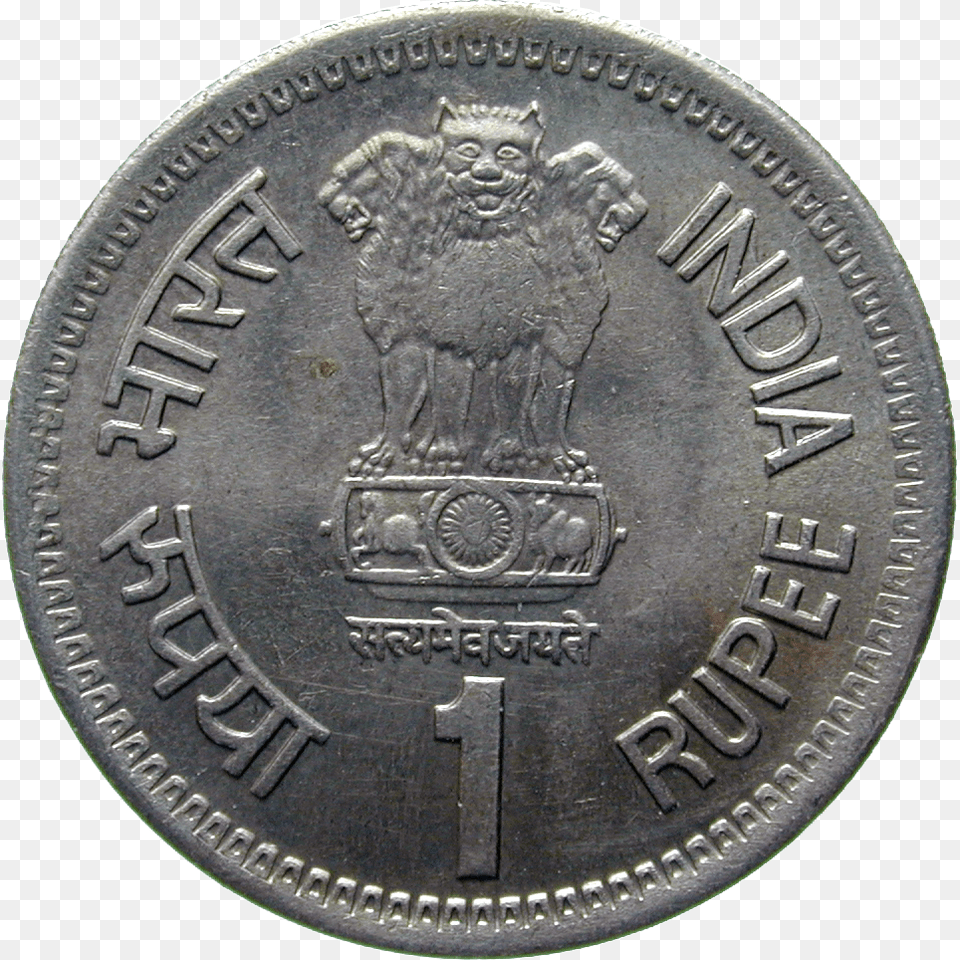 Republic Of India 1 Rupee 1991 India, Coin, Money, Animal, Mammal Free Png