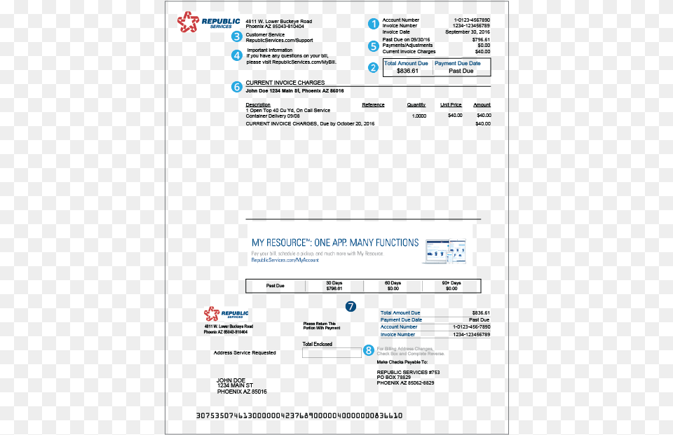 Republic Services Invoice, File, Page, Text, Webpage Png