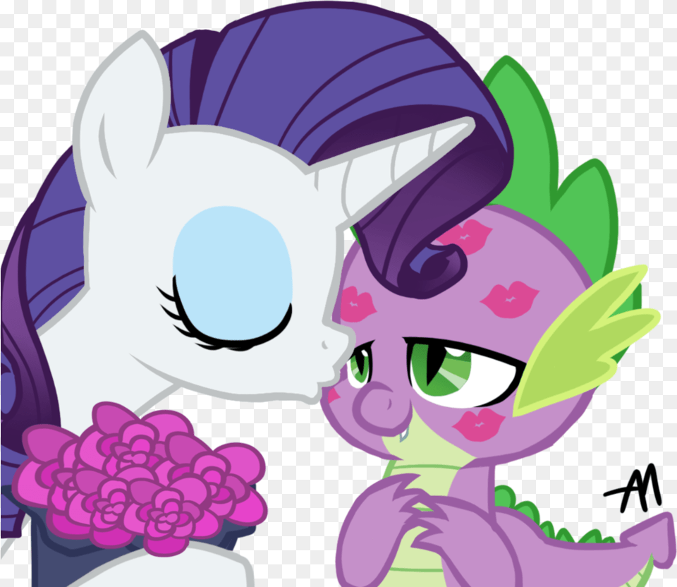Request For Dcencia By Bananimationofficial Mlp Spike Kissing Rarity, Art, Publication, Graphics, Comics Free Png Download
