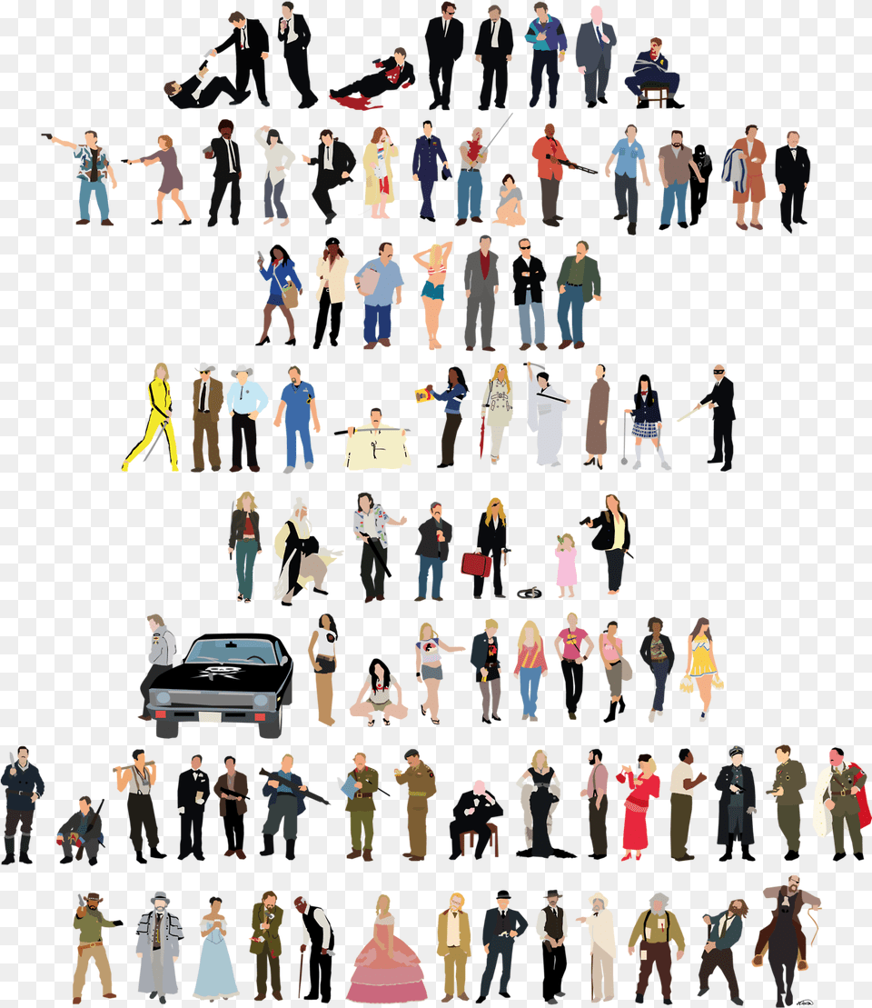 Reservoir Dogs Pulp Fiction Jackie Brown Kill Bill Quentin Tarantino Characters Art, People, Person, Collage, Car Png