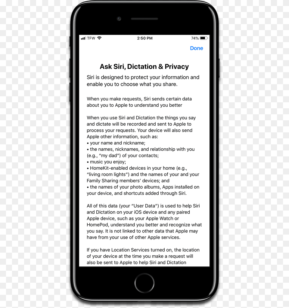Reset Siri By Going Into Settings As Shown In This Ios Terms Agreement In Apps, Electronics, Mobile Phone, Phone Free Png Download
