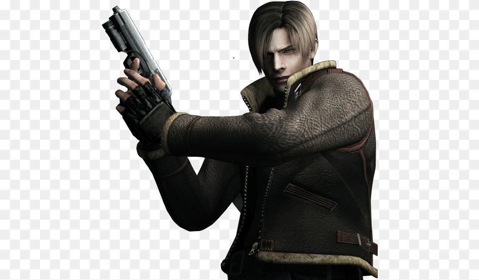 Resident Evil 4 Images Leon Wallpaper Photos Leon Resident Evil Adult, Weapon, Person, Jacket Free Transparent Png