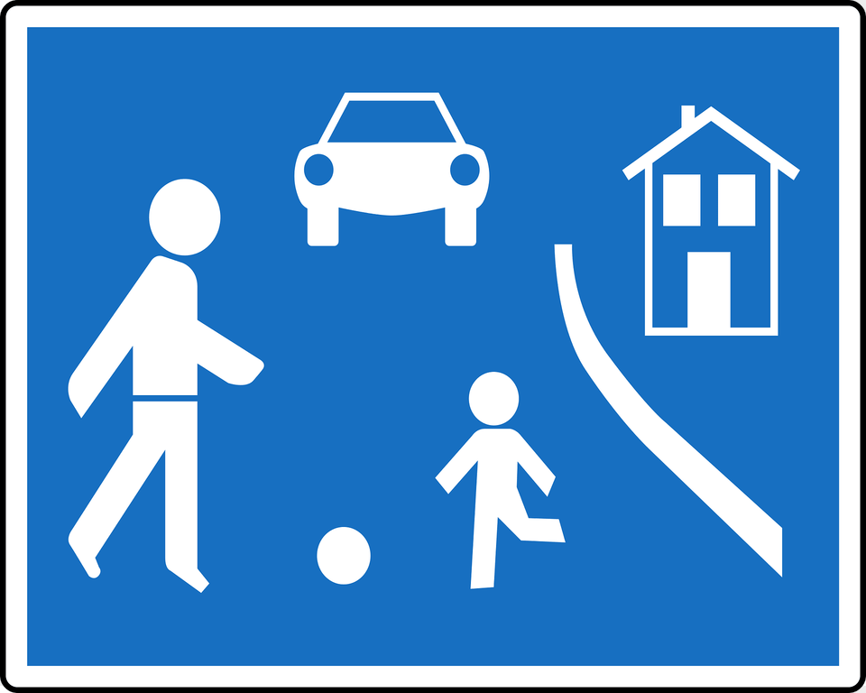 Residential Area Living Street Sign In Austria Clipart, Symbol, Vehicle, Car, Transportation Png