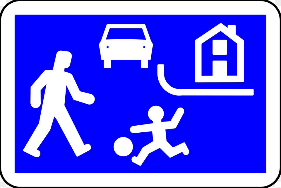 Residential Area Living Street Sign In Belgium Clipart, Symbol, Car, Transportation, Vehicle Free Png Download