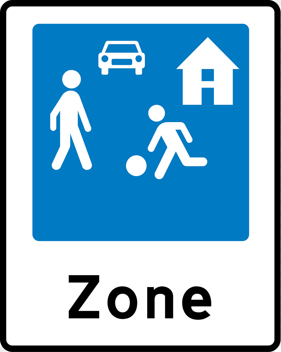 Residential Area Living Street Sign In Denmark Clipart, Symbol, Car, Transportation, Vehicle Png Image