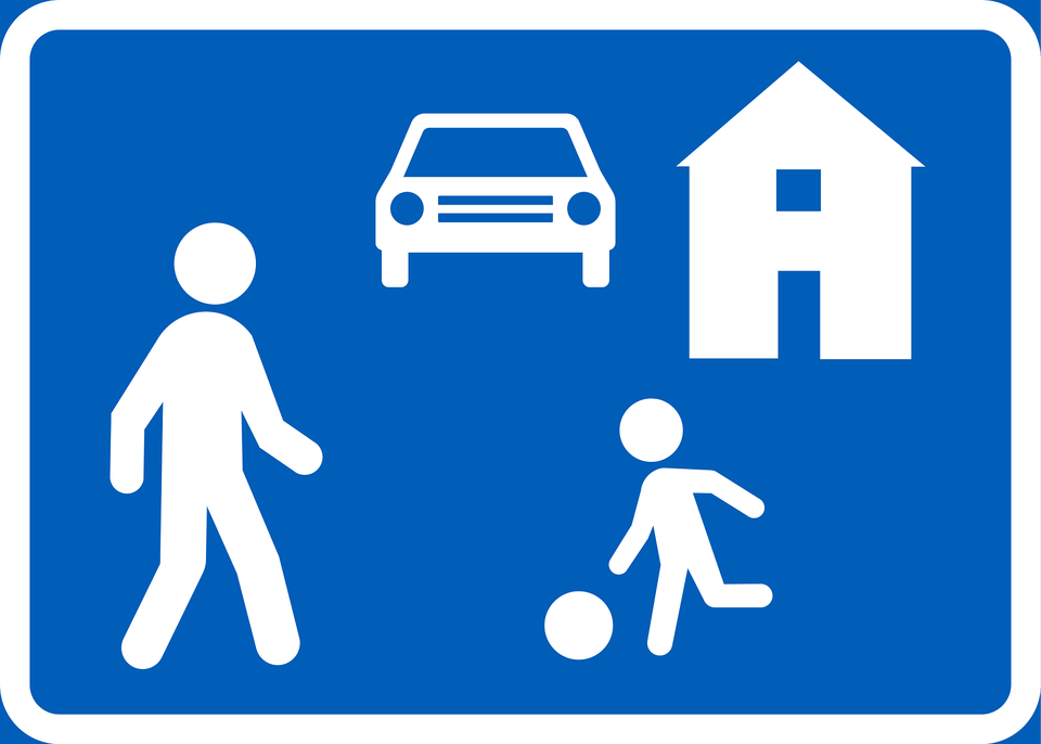 Residential Area Living Street Sign In Finland Clipart, Symbol, Road Sign, Car, Transportation Free Png Download