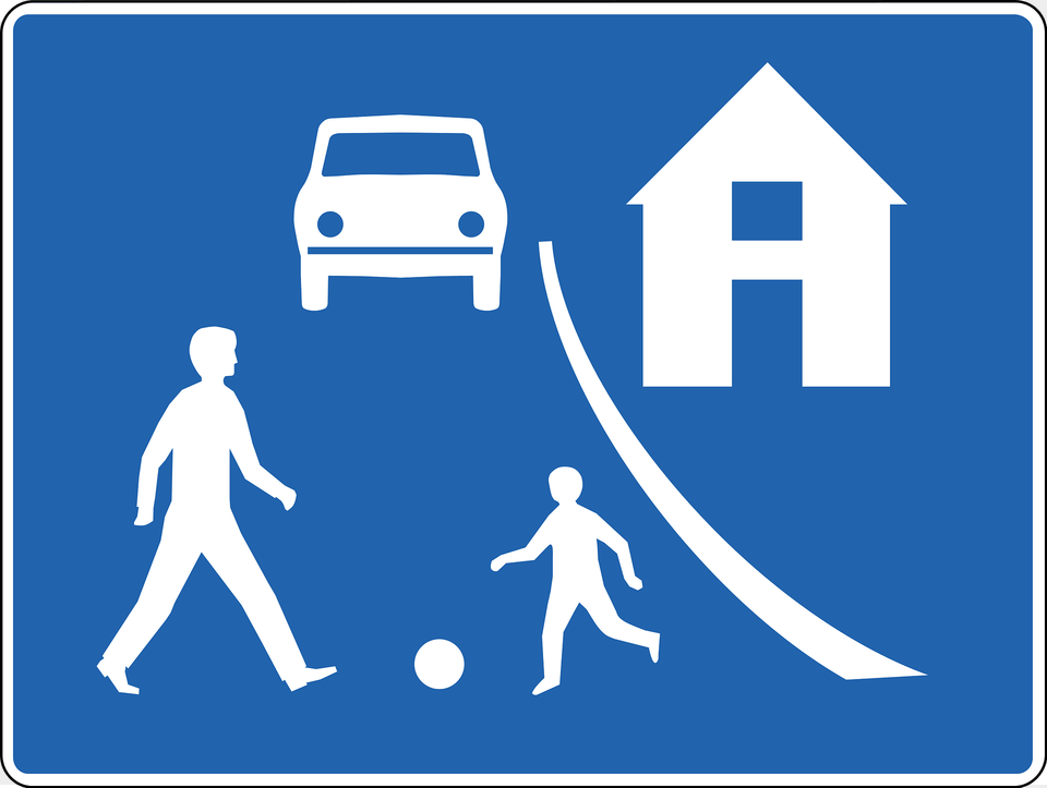 Residential Area Living Street Sign In Iceland Clipart, Symbol, Vehicle, Transportation, Car Free Png