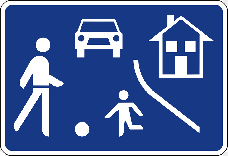 Residential Area Living Street Sign In Slovenia Clipart, Symbol, Road Sign Free Transparent Png