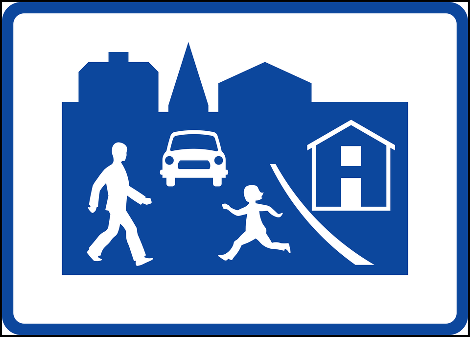 Residential Area Living Street Sign In Sweden Clipart, Neighborhood, Vehicle, Car, Transportation Png Image