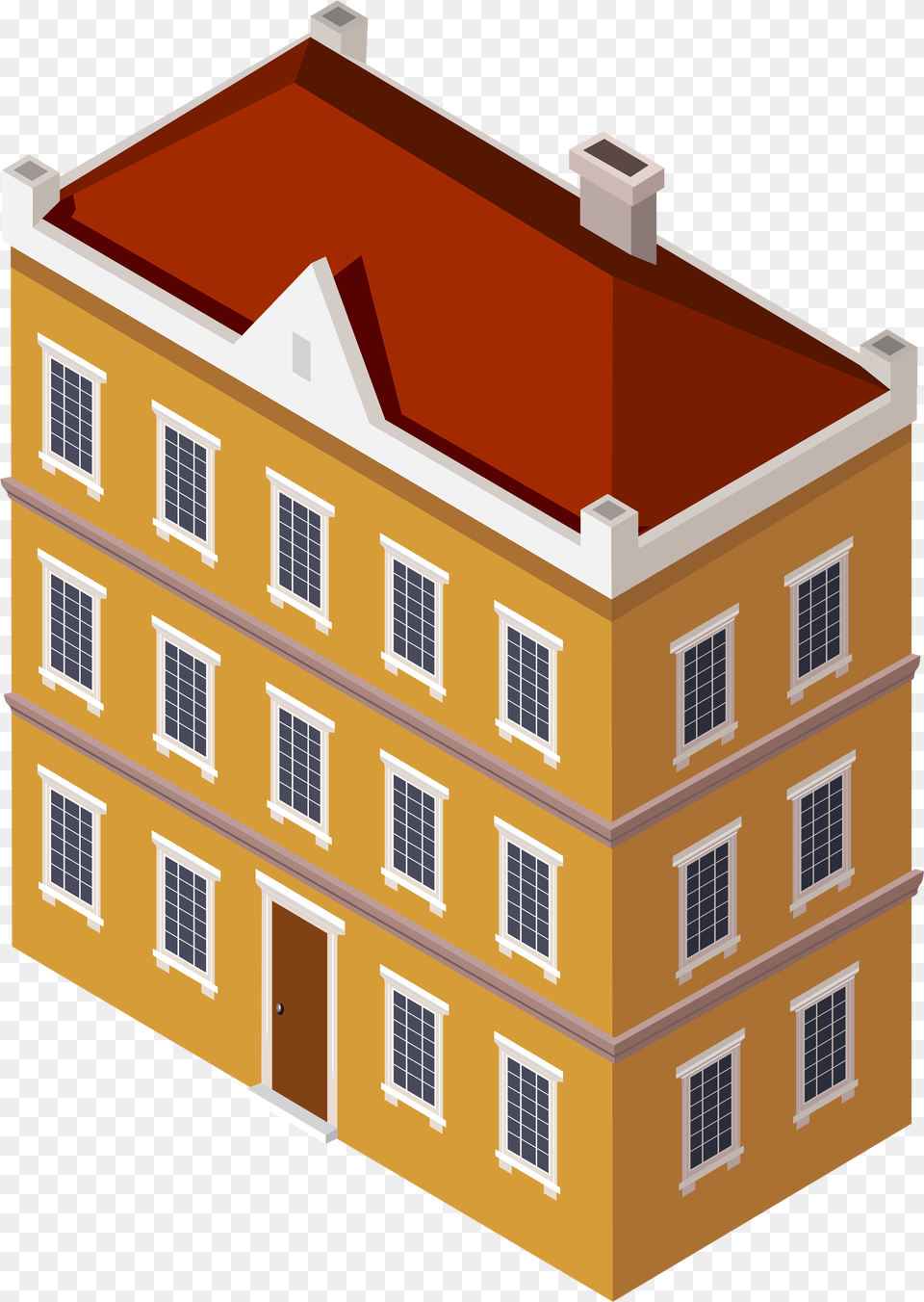 Residential Building With Red Roof Clipart Building Clipart, Architecture, City, Condo, Housing Free Png