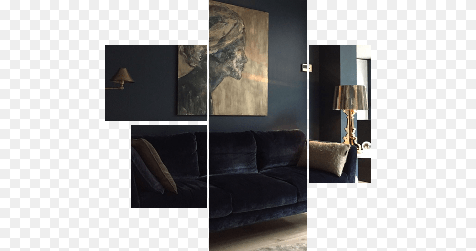 Residential Interior Design Dark Wall Colour Ideas, Indoors, Couch, Furniture, Lamp Png Image